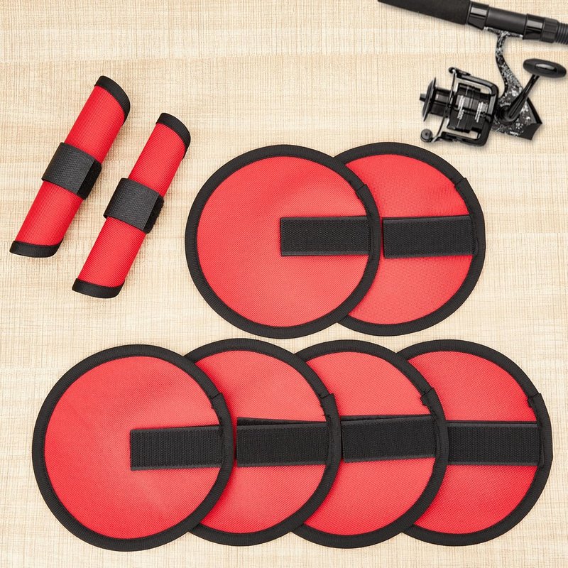 Fishing Lure Covers - 8 Pack Bait Storage Sleeves | 5.9 Inch Hook Wraps for Rod Safety - Red