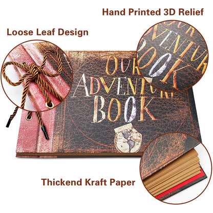 Vienrose Our Adventure Book Scrapbooks Album Up Movie Scrap Photo Book Embossed Words with Luxury DIY Kit for Couples＆Men Boyfriend