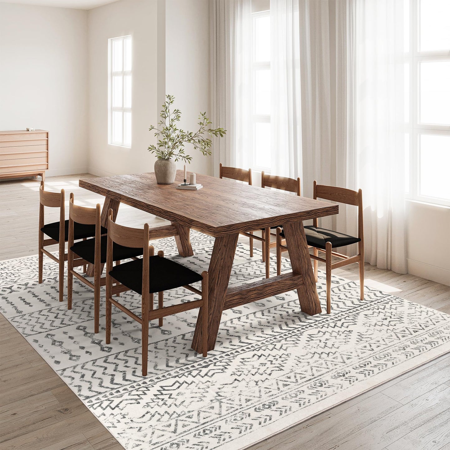 Art&Tuft 8x10 Area Rug, Super Soft Washable Rugs 8x10, Anti-Slip Backing Area Rugs for Living Room, Foldable Ultra-Thin Moroccan Area Rug(8'x10', Ivory)