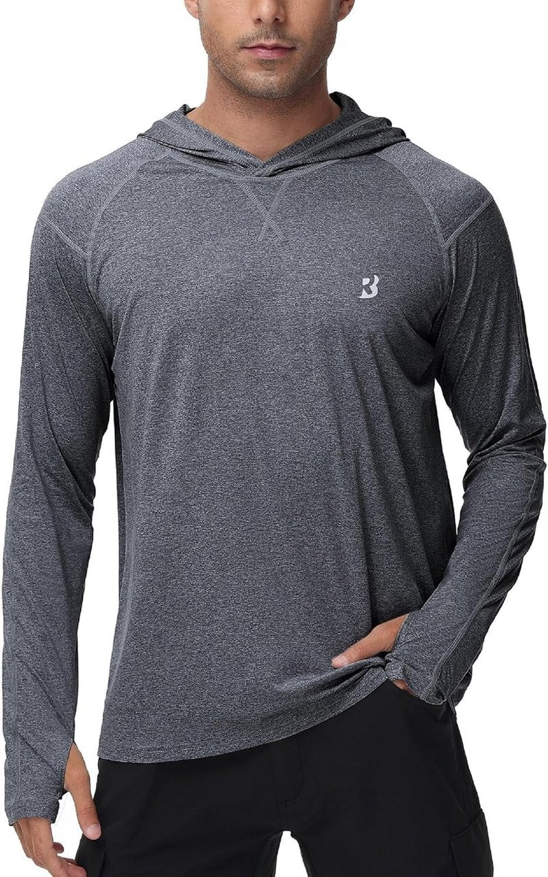 UPF 50+ Fishing Shirt for Men - Long Sleeve UV Sun Hoodie | Ideal for Hiking, Running & Athletic Workouts