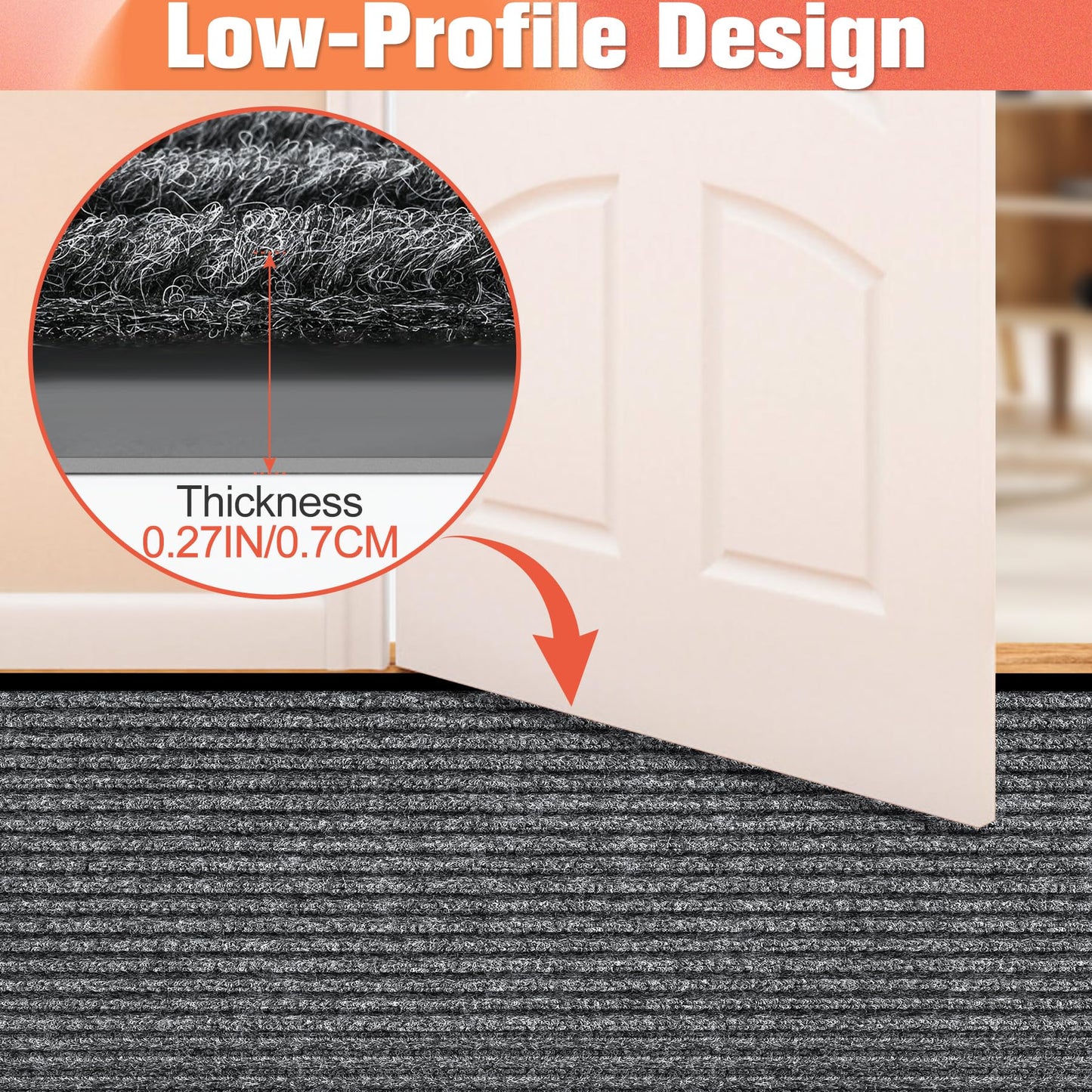 MYFAMIREA Commercial Floor Mat 3' x 10' Extra Large Front Door Industrial Rug Heavy Duty Brush Step Entrance Mat Weather Utility Rug with Non Slip Rubber Backing Low Profile for Entryway,Charcoal Grey