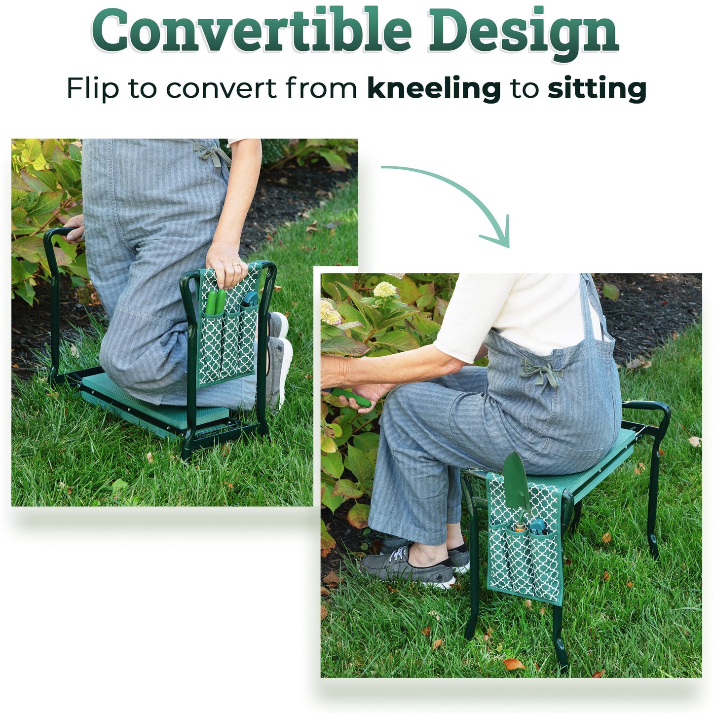 Abco Tech Garden Stool & Kneeler - Kneeler & Stool for Gardening, Foldable Garden Seat for Storage, Garden Kneelers for Seniors, Great Gardening Gifts for Women, Bench Comes with Tool Pouch & Gloves