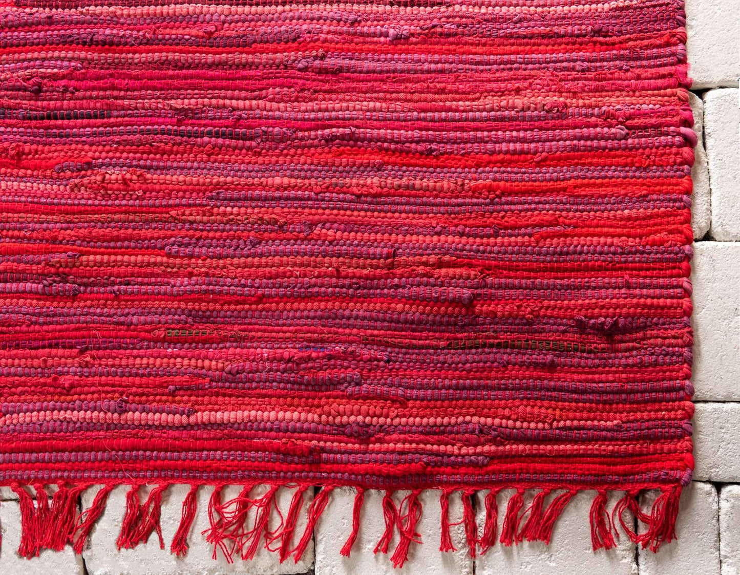Unique Loom Chindi Cotton Collection Soft Hand Woven Natural Fiber Striped Area Rug, 8 ft x 10 ft, Red/Purple