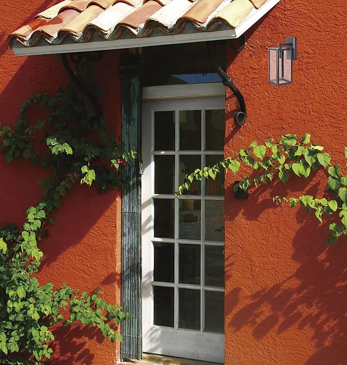 LIT-PaTH Outdoor Wall Lantern, Wall Sconce as Porch Lighting Fixture, E26 Medium Base Max 60W, Anti-Rust Metal with Glass Shade, Oil Rubbed Bronze Finish, 2-Pack