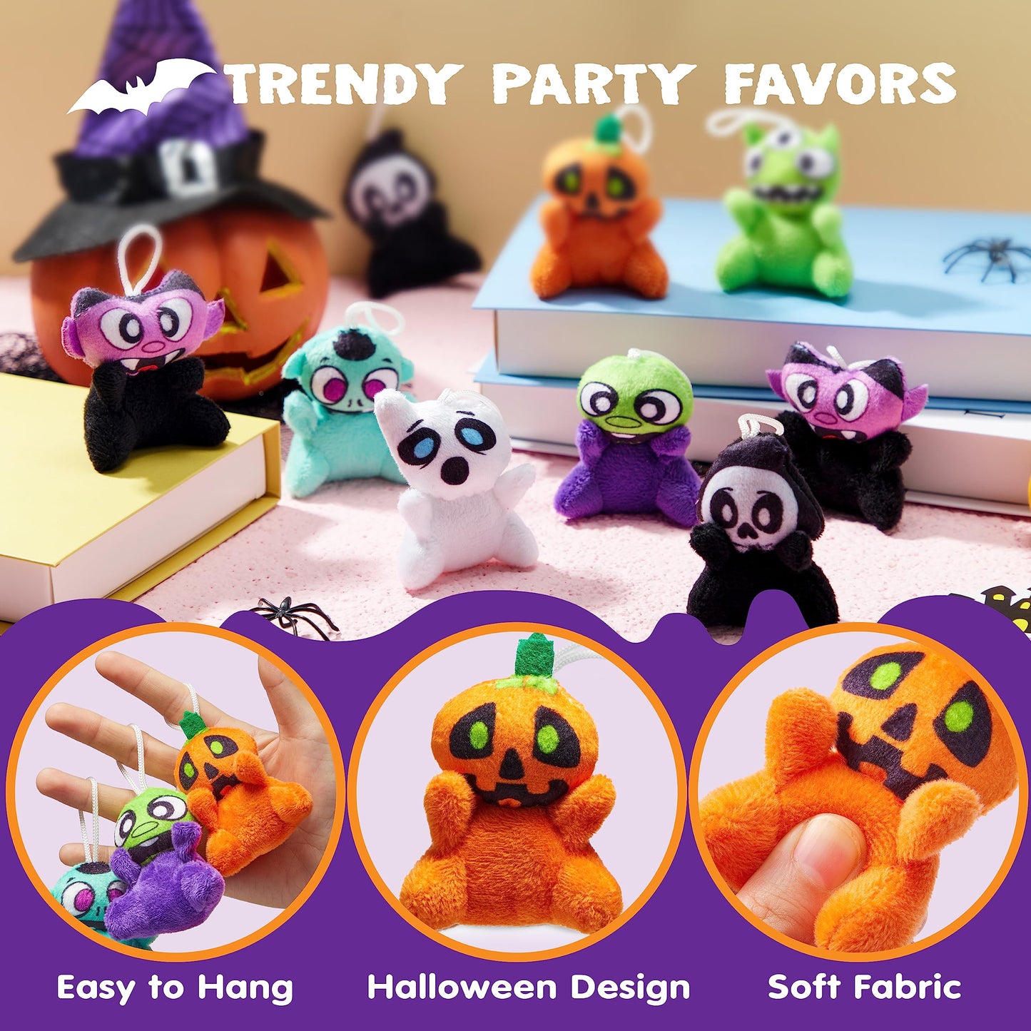 JOYIN 28 PCS Halloween Mini Plush Toy Assortment with 7 Characters, Mini Halloween Plush Toy Bulk for Kids Trick or Treating, Classroom Party Favors Supplies Prizes, Goodie Bag Stuffers Fillers