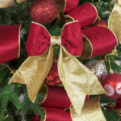 HUIHUANG Red Velvet Wired Ribbon Christmas Velvet Wired Edge Ribbon 2.5 inch Red and Gold Double Sided Ribbons for Christmas Tree Wreaths Gift Wrapping Bows Garlands Home Decor Crafts-10 Yards