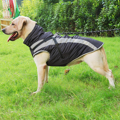 Oslueidy Waterproof Dog Coat with Harness,Winter Warm Jacket Windproof Pet Clothes Snowsuit Dog Jackets for Small Medium Large Dogs XL-6XL (Black, XL)