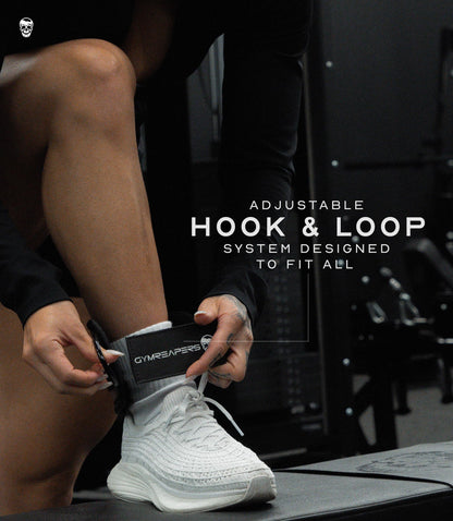 Gymreapers Ankle Straps (Pair) For Cable Machine Kickbacks, Glute Workouts, Lower Body Exercises - Adjustable Leg Straps with Neoprene Padding (Black, Pair)