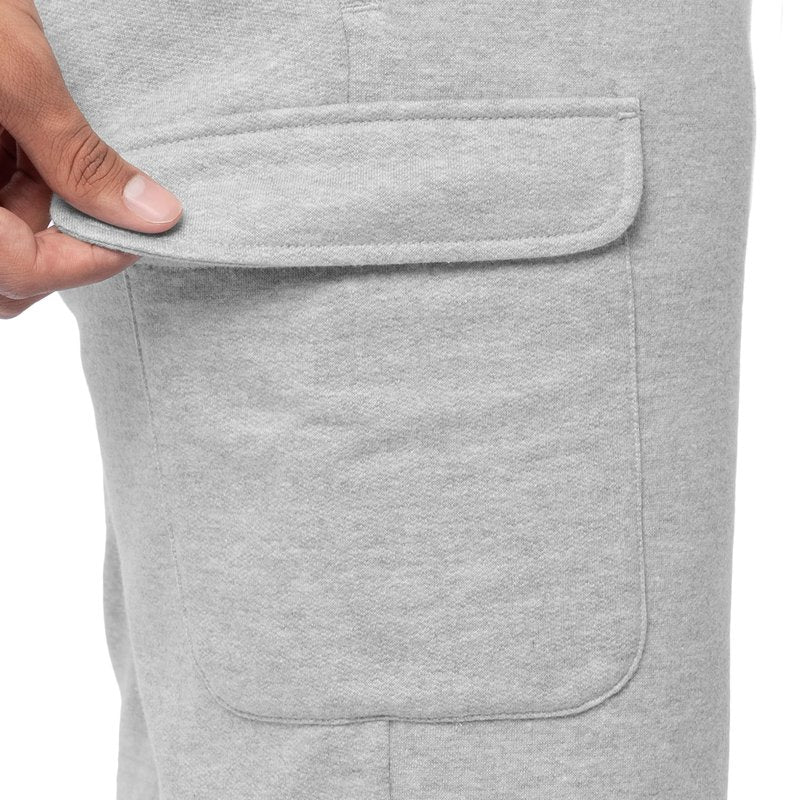 Fruit of the Loom Men’s Fleece Cargo Shorts, Light Grey Heather, Large