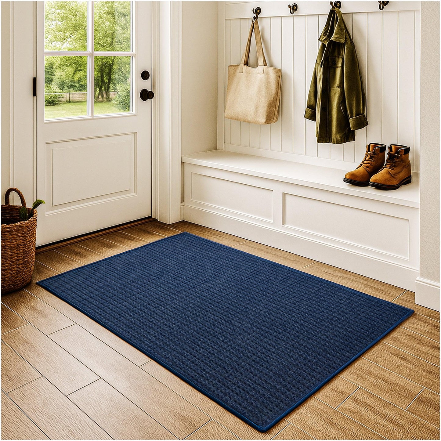 KOECKRITZ 7' x 12' Ocean Blue Area Rug - Soft, Durable Interlace Indoor-Outdoor Carpet for Living Room, Bedroom, Nursery - Lightweight PET Fiber, Cut-to-Size