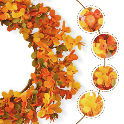 VioletEverGarden Fall Wreaths for Front Door 20 Inch Autumn Wreath Artificial Thanksgiving Wreath with Welcome Wooden Brand and Pumpkins for Indoor & Outdoor Farmhouse Harvest Celebration