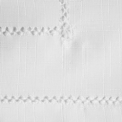 Hem Stitch Embroidered Vintage Design Tablecloth White 60" by 84" Oblong/Rectangle