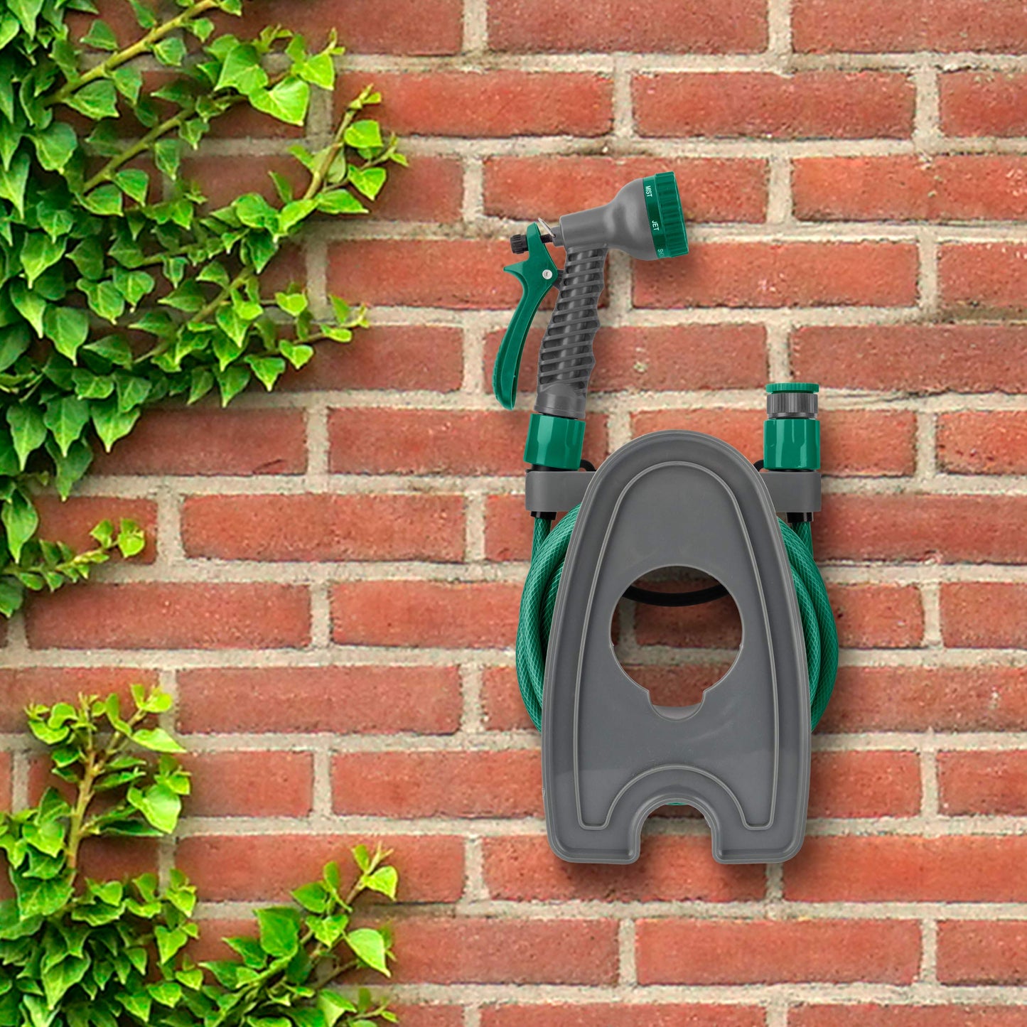 Green Haven Garden Hose Pipe Reel – 10m / 32ft Lightweight Compact Hosepipe with 7-Pattern Spray Nozzle Gun, Easy Wind Mini Hose Reel for Small Gardens, Balconies & Outdoor Cleaning
