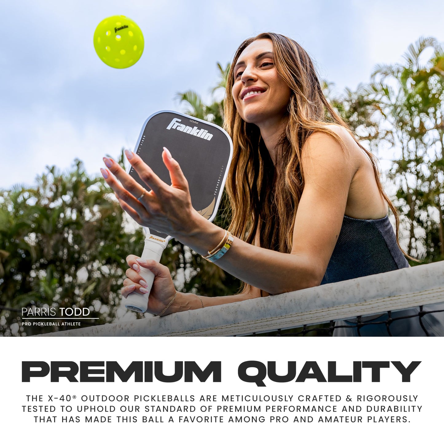 Franklin Sports Outdoor - X-40 Pickleball Balls - USA Pickleball (USAPA) Approved - 100 Bulk Pack Outside Pickleballs - Yellow - US Open Ball
