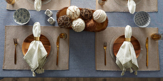 DII Two-Toned Collection Tabletop, Placemat Set, Stone, 6 Piece