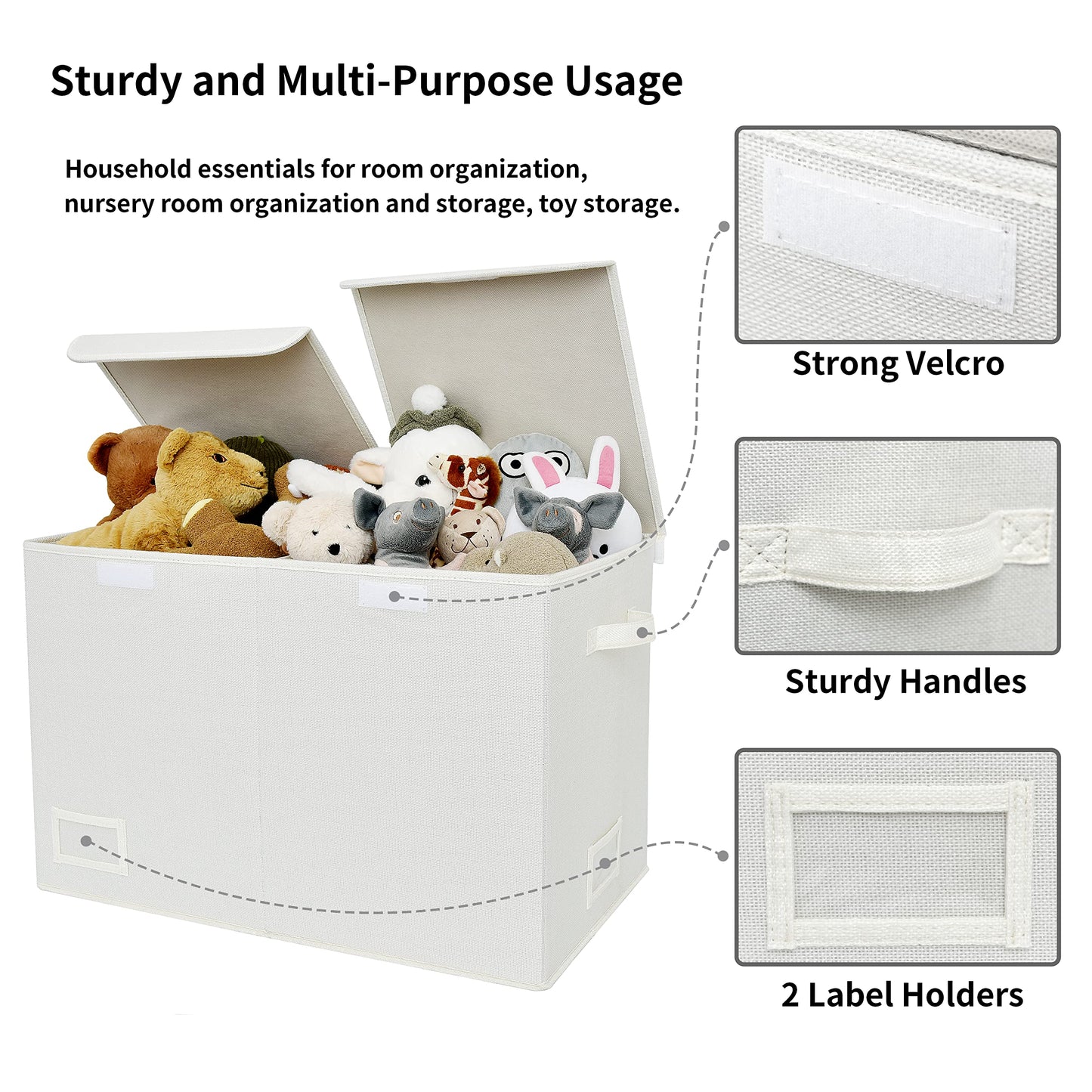 GRANNY SAYS Extra Large Storage Box, Pack of 1 Toy Storage Box, Foldable Storage Box with Lid, Toy Baskets for Kids, Toy Chest White Storage Box for Organising Baby Child's Living Room Toys and Stuff
