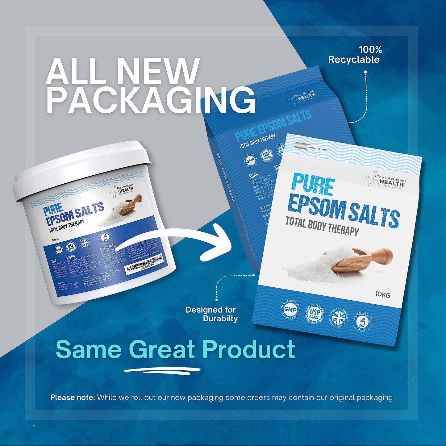 Pure Epsom Salts 10kg, Total Body Therapy, 100% Pure Premium Quality Magnesium Sulphate Traditional Bath Soak, Fine 1.4mm Easily Dissolvable Grain Size, Vegan Friendly by The Intelligent Health