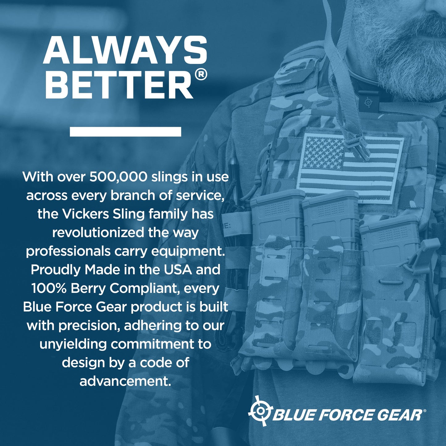 Blue Force Gear Vickers Sling, Patented 2-Point Adjustable, Black