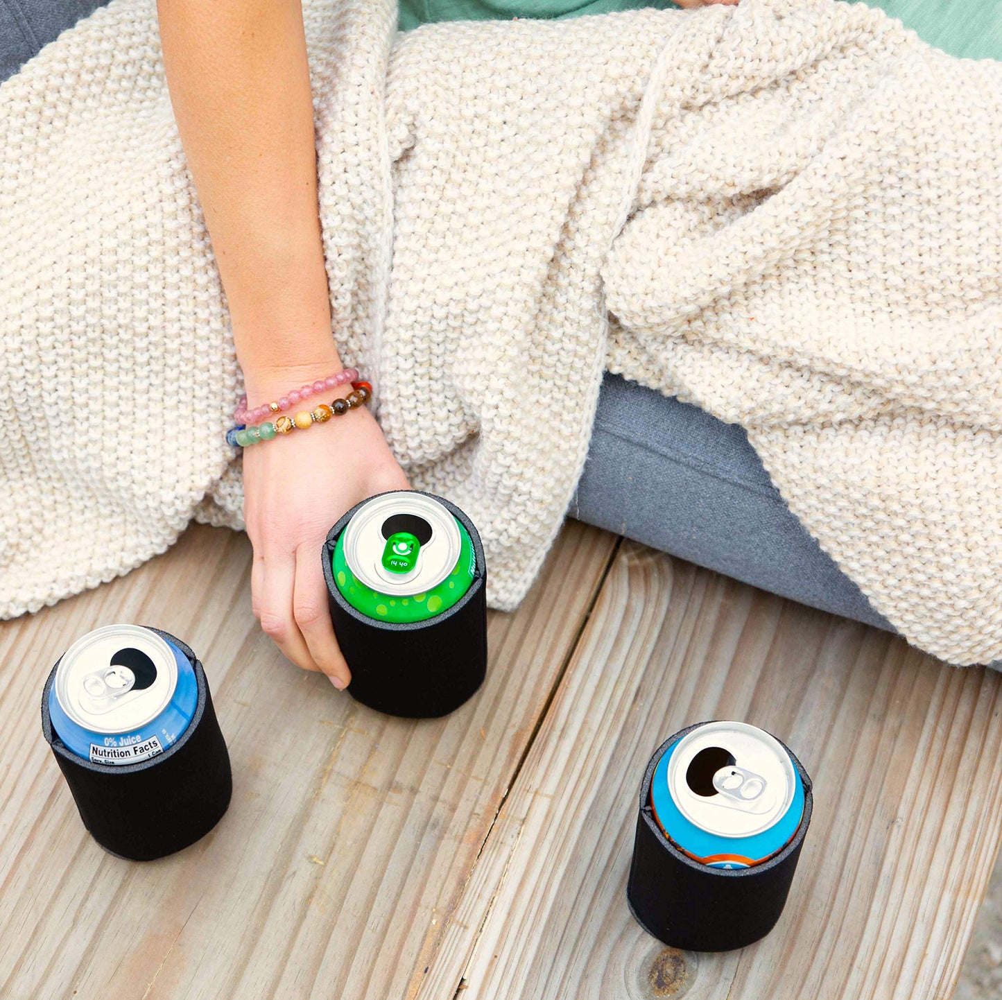 Blank Beer Can Coolers Sleeves (14-Pack) Soft Insulated Beer Can Cooler Sleeves - HTV Friendly Plain Black Can Sleeves for Soda, Beer & Water Bottles - Blanks for Vinyl Projects Wedding Favors & Gifts