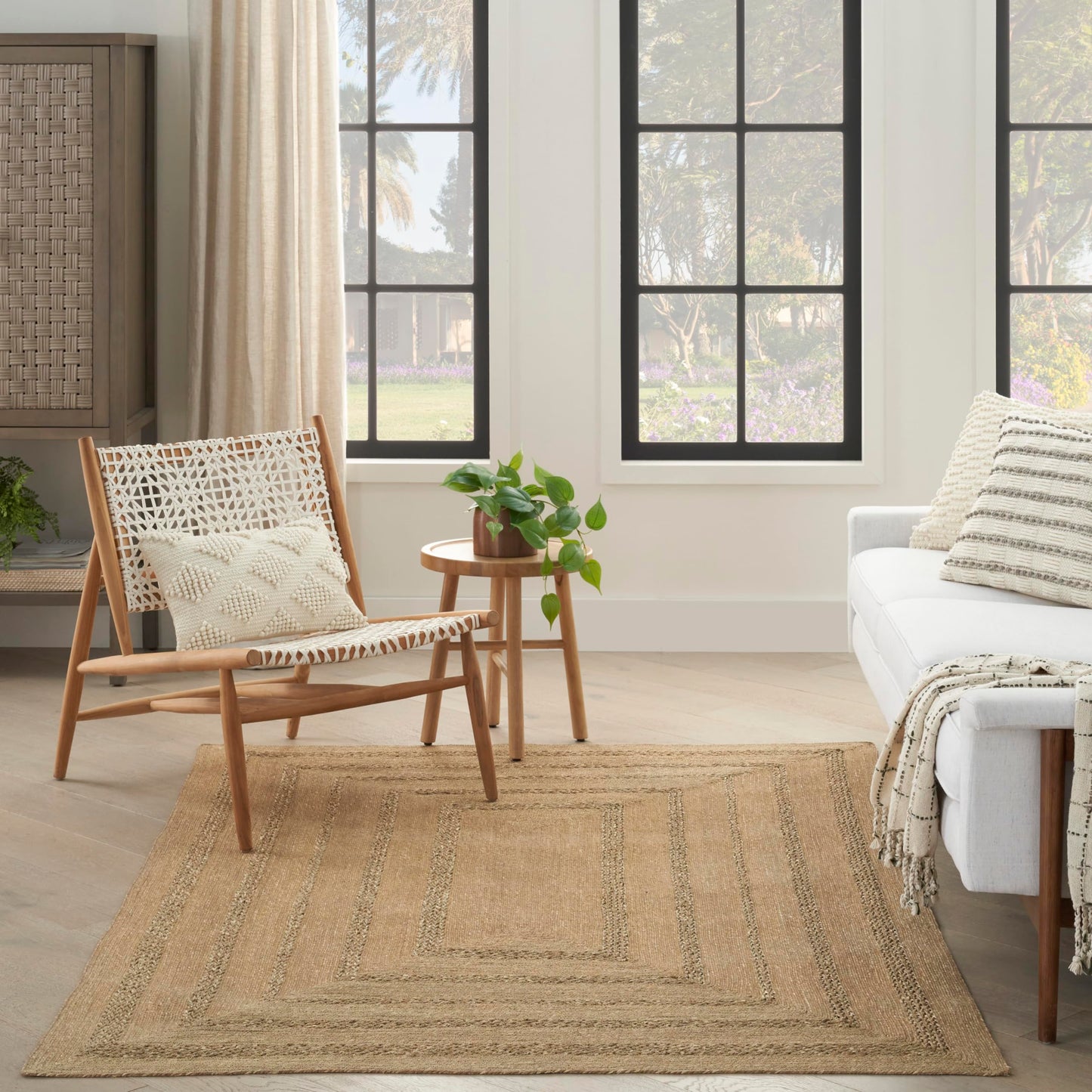 Nourison Home Natural Seagrass Natural 4' x 6' Area Rug - Easy Clean, Non Shedding, Bed Room, Living Room, Dining Room, Kitchen (4' x 6')
