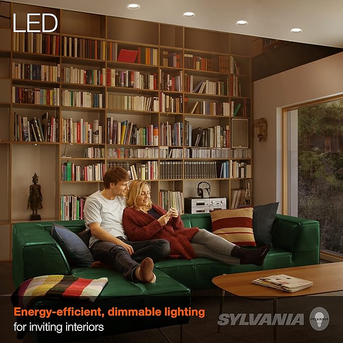 LEDVANCE Sylvania ECO LED BR30 Light Bulb, 65W = 9W, Dimmable, Frosted Finish, 650 Lumens, 4000K, Cool White - 4 Pack (41102)