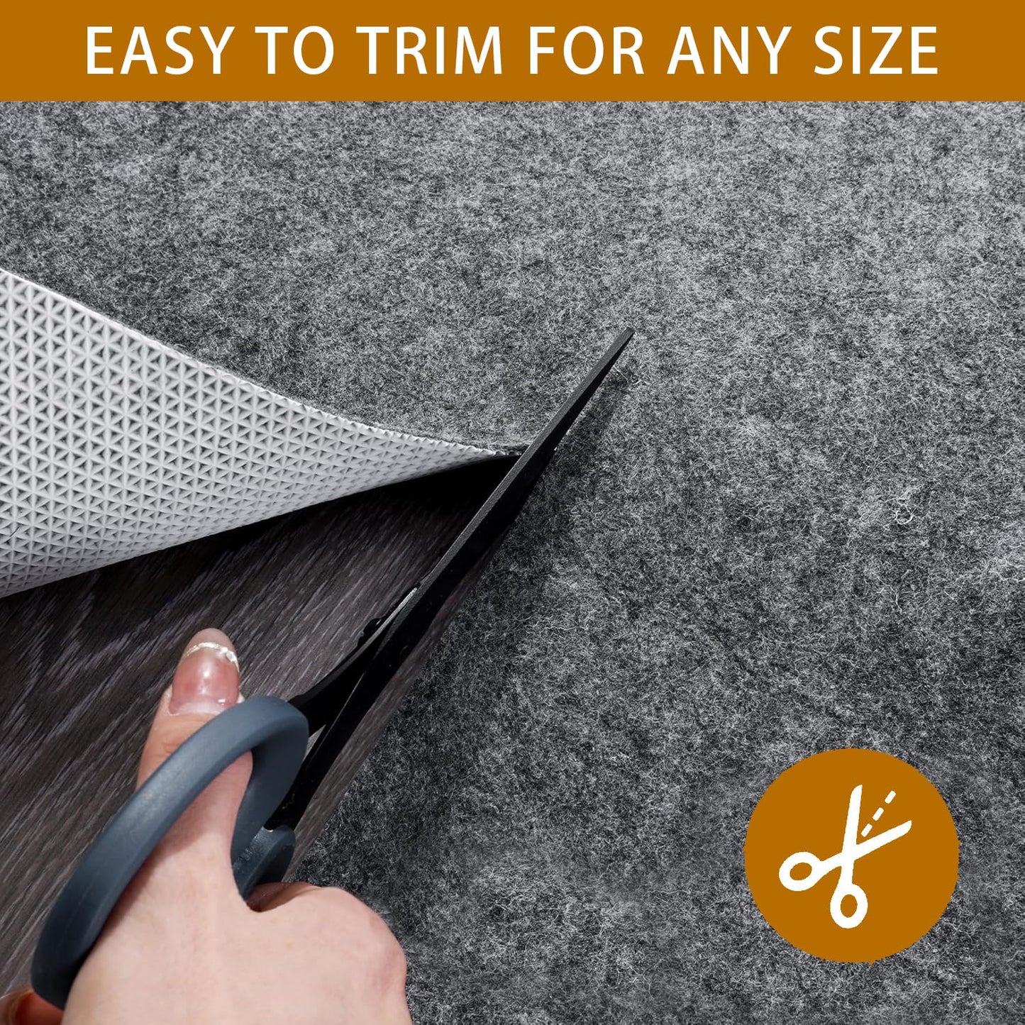 8x10 FT Non Slip Rug Pad Waterproof Cushioned Felt Rug Pad for Hardwood Floors 1/8” Thick Soft Carpet Pad with Natural Rubber Backing, Secure Grip & Floors Protection