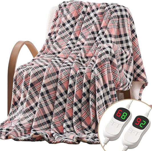 Homemate Electric Blanket Heated King Size - 100“x90“ Ultra Soft Cozy Flannel Heating Blanket with 10 Fast Heat Levels 8 Hours Auto Off Over-Heated Protection ETL Certification Keep Warm in Home