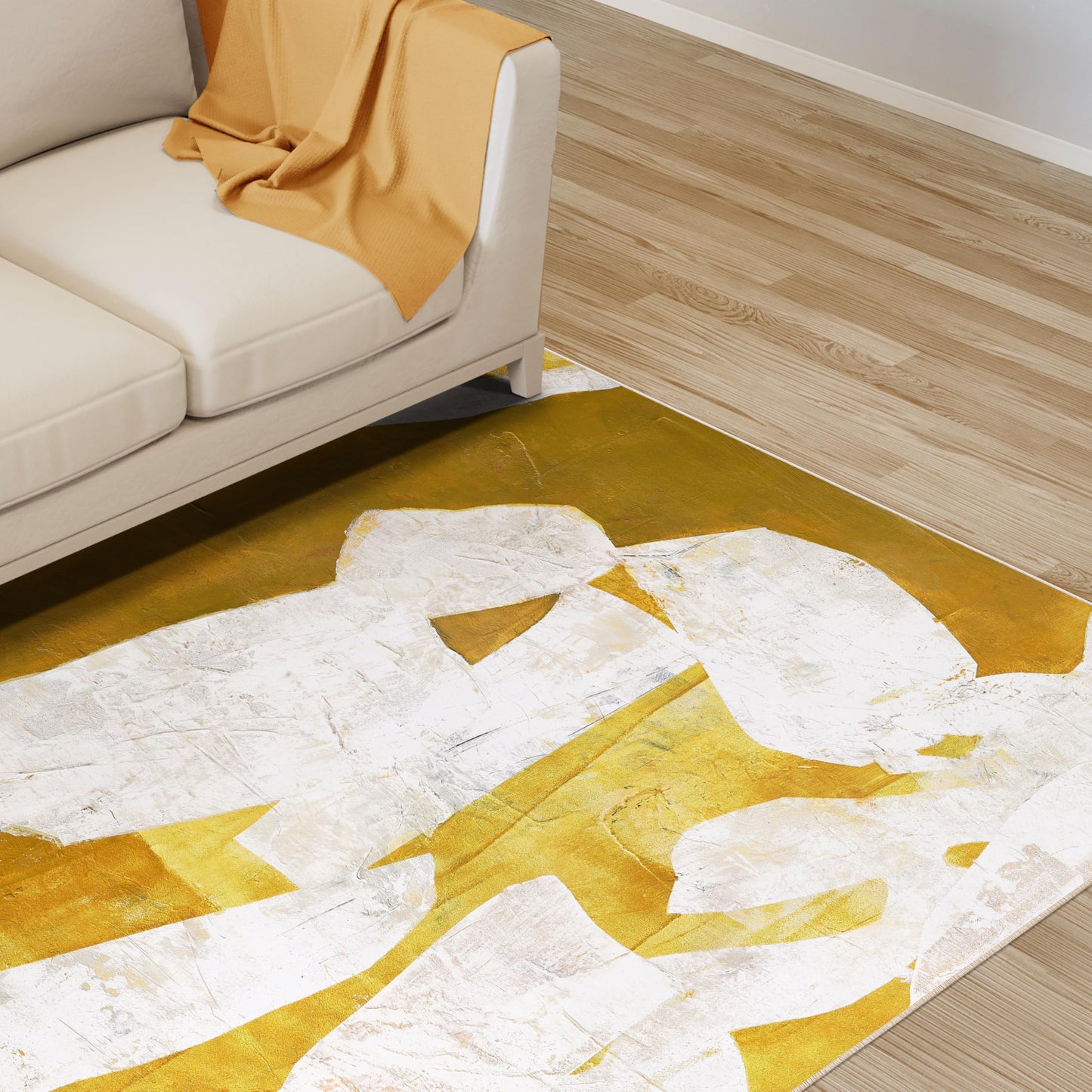 Empire Art Direct White Items Washable Abstract Art Area Rug Size 5'x8', Power-loomed, Heavenly Softness with Non-Slipping Backing