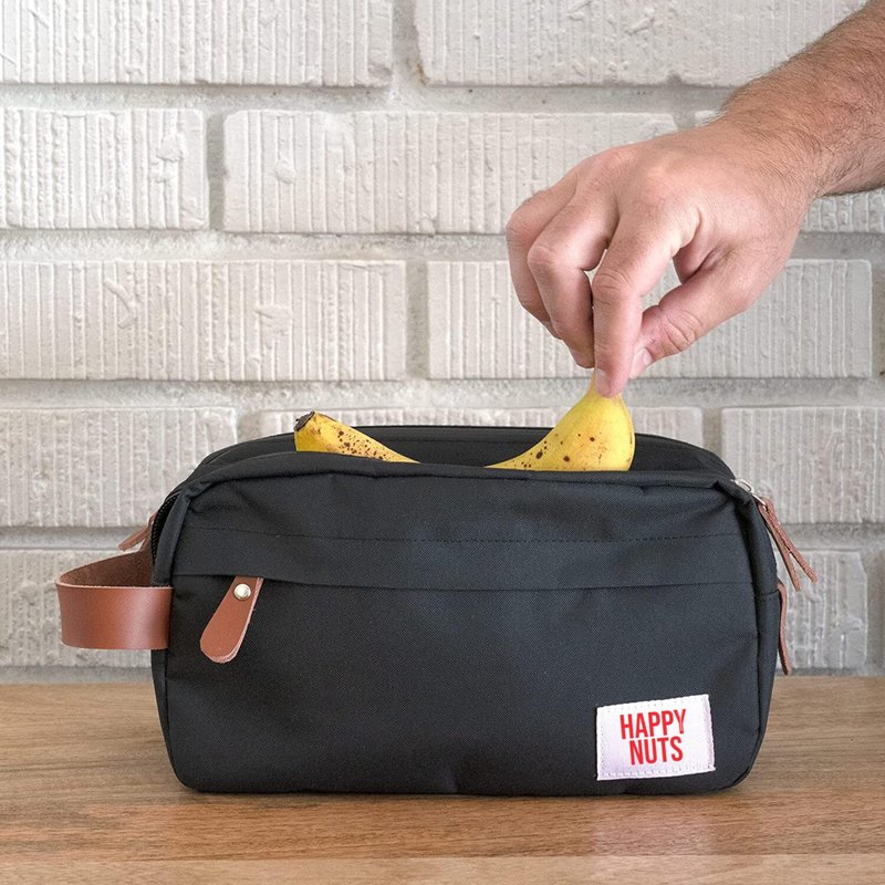 HAPPY NUTS Men's Toiletry Bag, Canvas Organizer Bag, TSA Approved (Black)