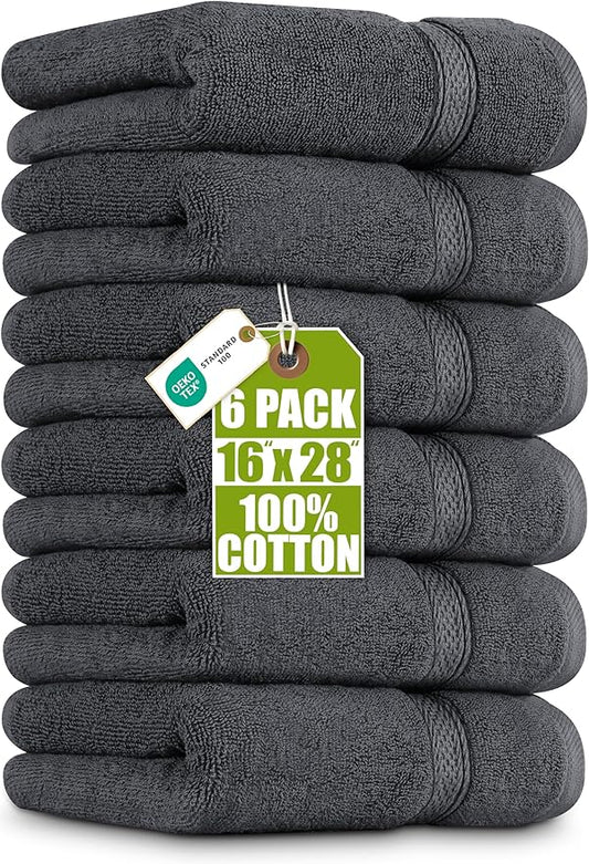 Utopia Towels 6 Pack Premium Hand Towels Set, 16 by 28 inches, 100% Ring Spun