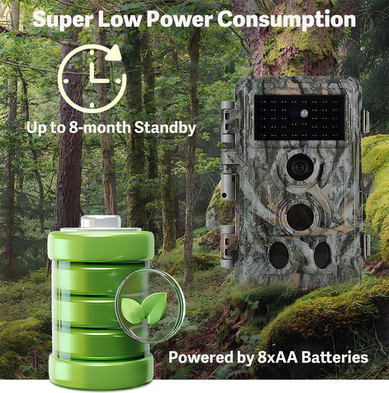 64MP 1296P Trail Camera, 0.1s Trigger 120° Wide Angle Game Camera, Outdoor No-Glow Infrared Trail Cam with Night Vision Motion Activated IP66 Waterproof for Hunting Wildlife Deer Monitoring Security