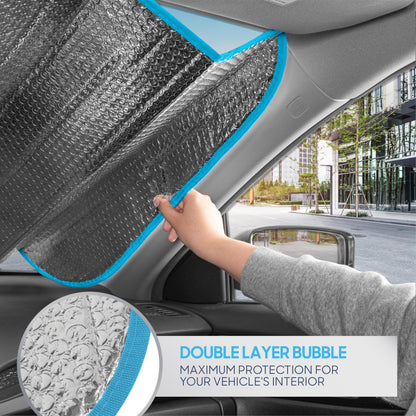 BDK Palm Tree Tropical Island Front Windshield Sun Shade Accordion Folding Cute Car Window Shades for Truck & Car Sunshade Shield for Sun UV Rays - Visor Protector Keeps Vehicle Cool - 58 x 27 inches