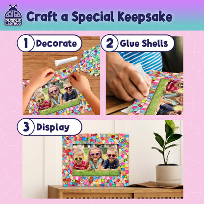 PURPLE LADYBUG Decorate Your Own Mosaic Photo Frame Craft Kits for Kids Age 6+ - 7 Year Old Girl Gifts, Birthday Gifts for 10 Year Olds Girls, DIY Arts and Crafts Activity for Kids Ages 6-10