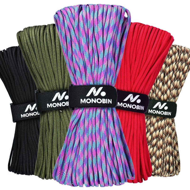 MONOBIN Paracord Rope 100FT for Making Paracord Projects, 4mm 7 Strand Parachute Cord for Lanyard, Survival Bracelets, Clothsline,Hiking (Neon, 100FT)