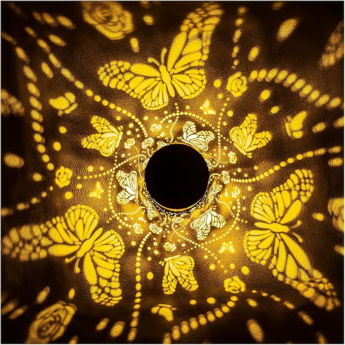 Butterfly Solar Lanterns Outdoor Waterproof Hanging Solar Lights Butterfly Gifts for Women Men Metal Decorative LED Lanterns for Garden Decor,Yard,Patio,Lawn,Tabletop,Pathway,Landscape