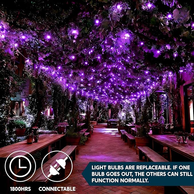 Joiedomi Purple LED Halloween Lights,100 Count Mini Christmas String Fairy Light with 26FT Green Wire,Lighting Decor for Indoor Outdoor Patio Dorm Classroom Bedroom Holiday Festival