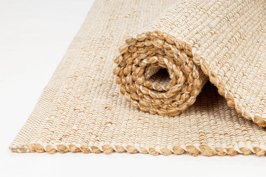 KEMA Jute Cotton Area Rug - 4'x6' Natural Hand Woven Reversible Entry Area Rugs Vintage Farmhouse Bohemian Rectangular Floor Rug for Bedroom, Kitchen, Living Room, Indoor-Outdoor