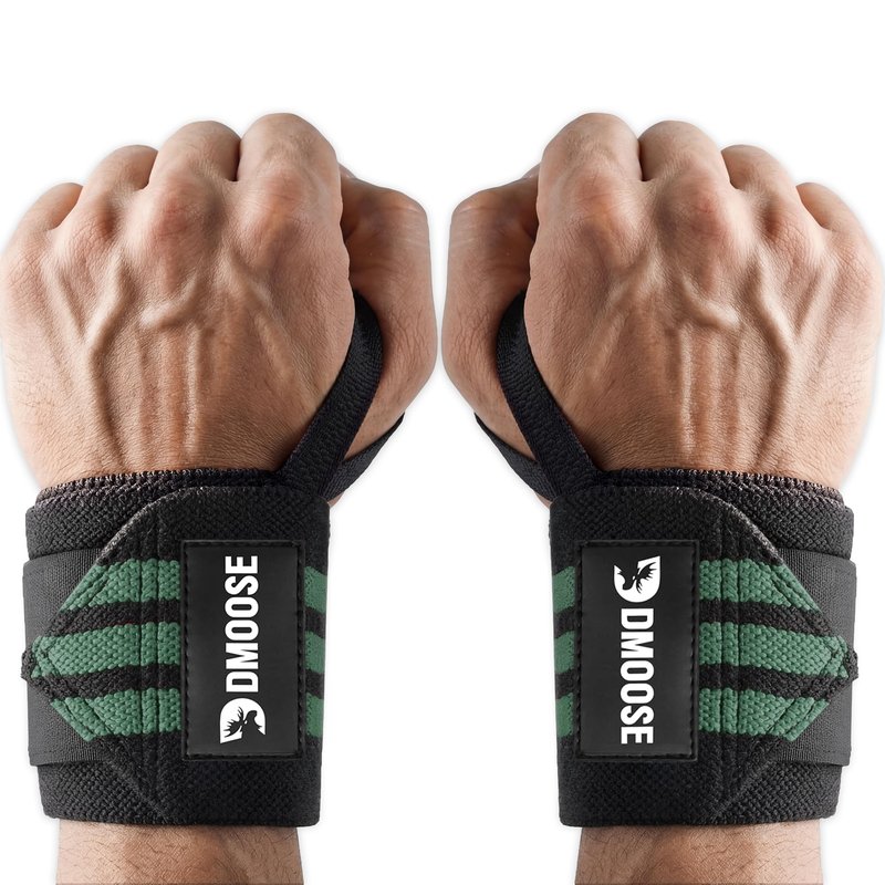 DMoose Fitness Wrist Wraps (IPL Approved) Avoid Injury & Maximize Grip with Thumb Loop, 18" or 12" Gym Wrist Wraps Pair, Wrist Wraps for Weightlifting Men, Wrist Brace for Working Out & Wrist Support
