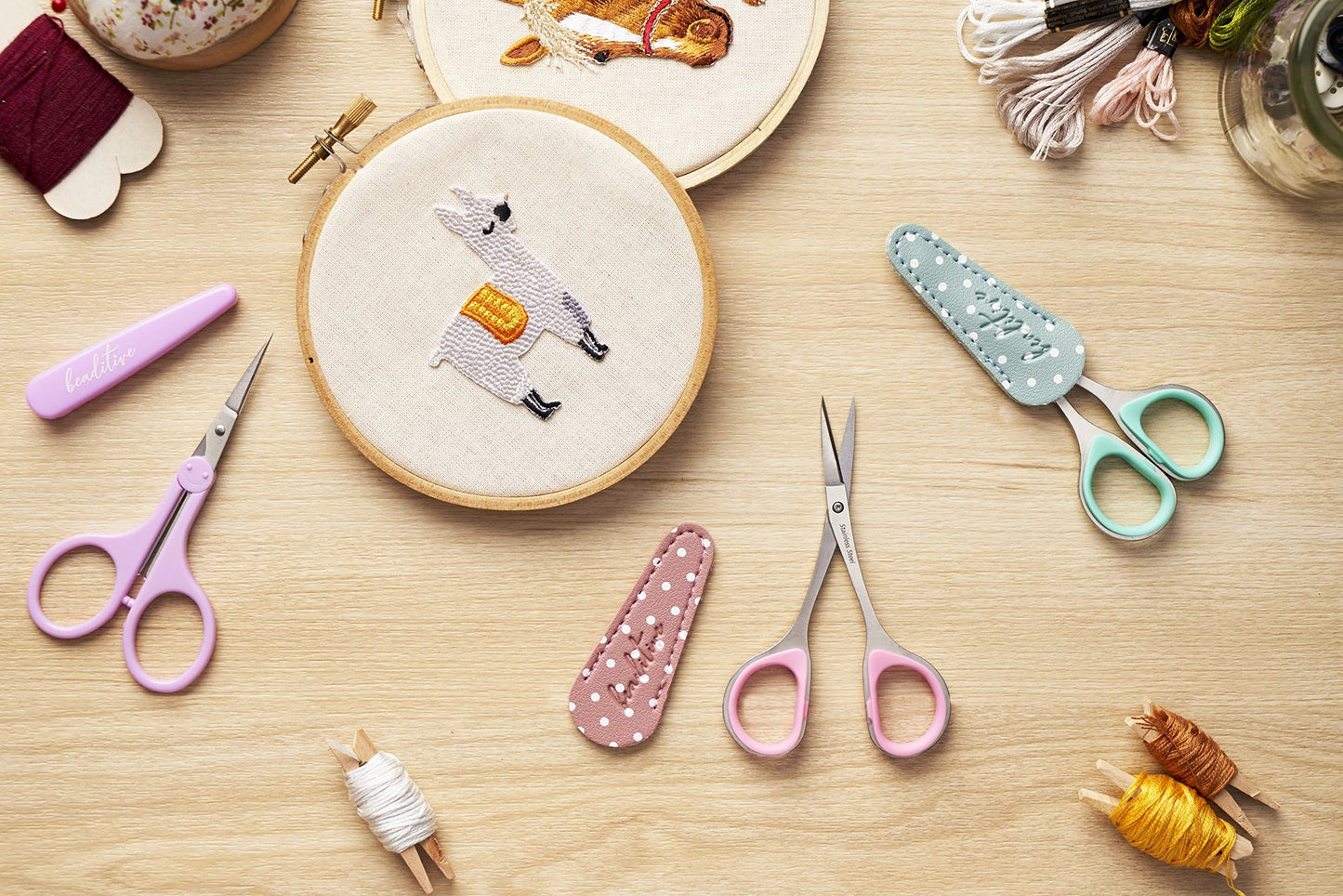 Beaditive High Precision Detail Scissors Set (2-Pc) Sharp, Fine Tips | Paper Cutting, Scrapbooking, Sewing, Crafting | Stainless Steel | Protective Cover (Pastel)