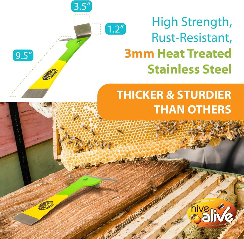 HIVE ALIVE Pro HiveTool - Durable 3mm Heat-Treated Beekeeper Tool for Prying, Lifting & Scraping | Multi-Color Design