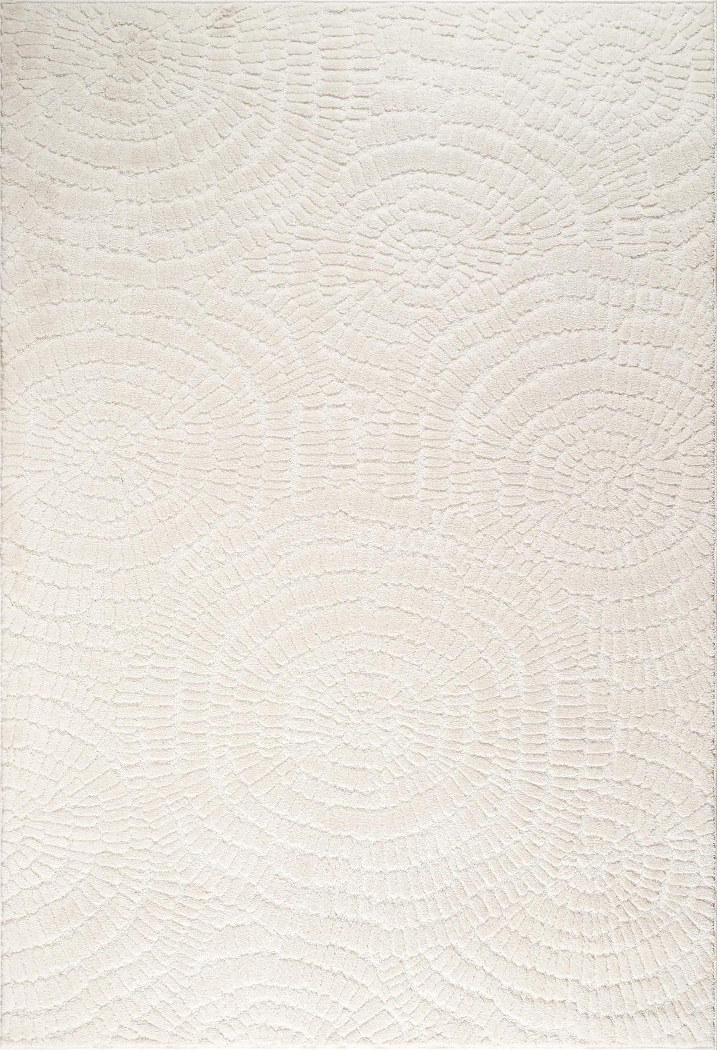 Abani Cozy Cream Area Rug for Living Room, Bedroom - Textured Floral Circle Pattern - 6' x 9' - Durable & Easy to Clean