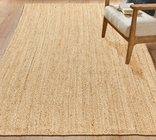 Chardin home Hand Woven Natural Jute Braided Area Rug – 6x9 Feet Rectangle | Vintage Boho Reversible Rug for Living Room, Bedroom, Dining Area, Entryway | Farmhouse Natural Fiber Floor Covering