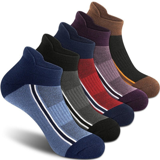 Gonii Men's Running Athletic Ankle Socks - Thick Cushioned Low Cut Socks (5 Pairs)