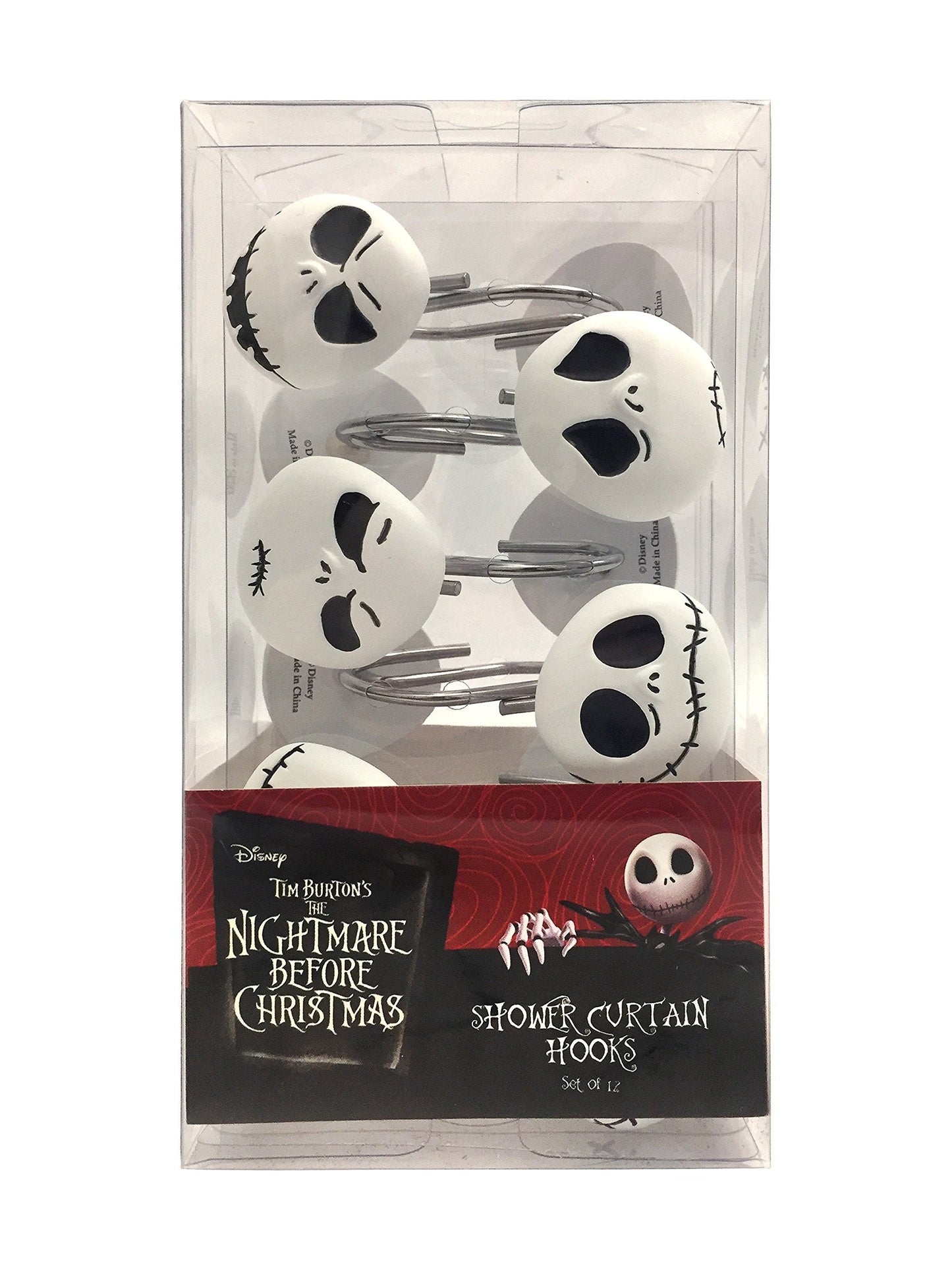 Disney Nightmare Before Christmas Jack Skellington 12-Piece Shower Curtain Hooks