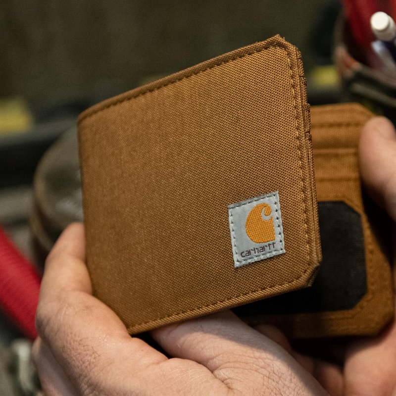 Carhartt Mens 700D Nylon Duck Wallets, RFID-Blocking W/Trifold and Front Pocket Options, Black (Bifold)