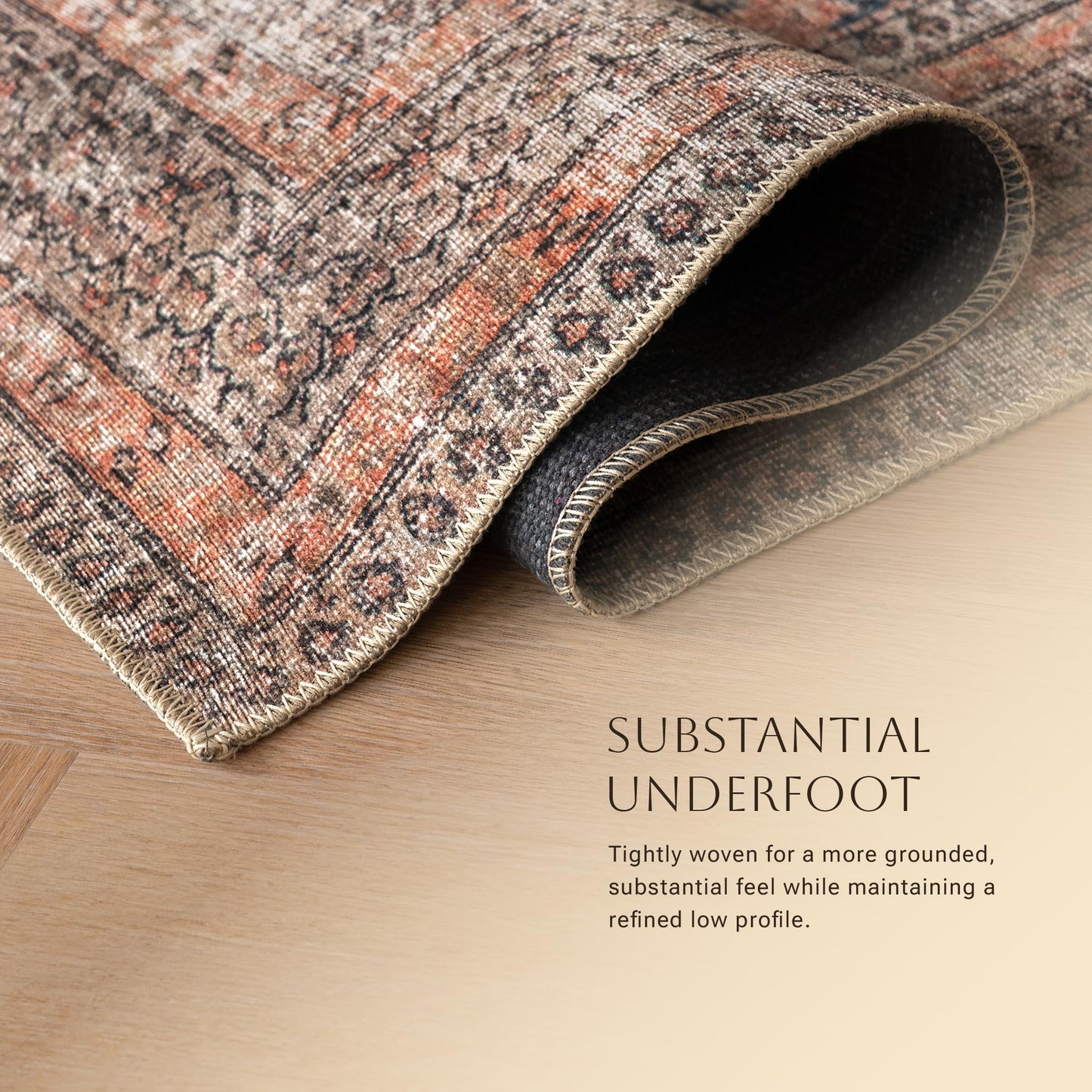 KNOTTING MATTERS Rustica 5’ x 8’ Area Rug – Clay Rose & Blue-Cast Graphite Heritage Flatweave, Low-Pile – Easy Clean Area Rug – Perfect for Living Room, Dining Room, Bedroom – Pet & Kid Friendly