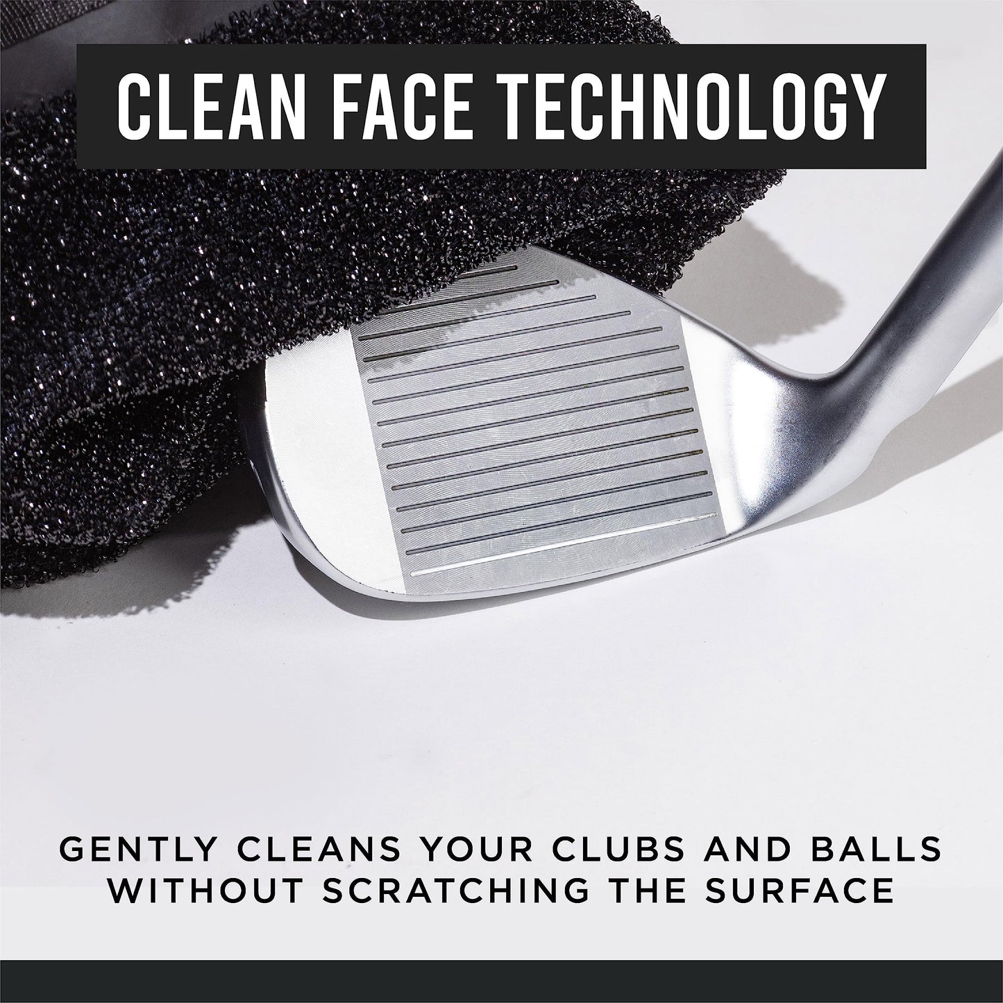 Club Scrub Golf Club and Golf Ball Cleaning Bag, Waterproof Clean Face Technology Liner, Perfectly Dry Microfiber Exterior, Detachable Clip, Machine Washable, Cleans Club Grooves, Gray Pro