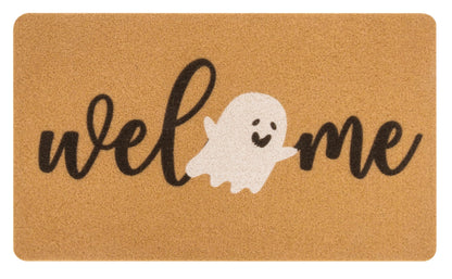Halloween-Ghost-Coir-Doormat Non-Slip Boo-Ghost-Welcome-Door-Mat Halloween-Decor-Mat for Outdoor Indoor Entrance 17x30 inch (Boo)