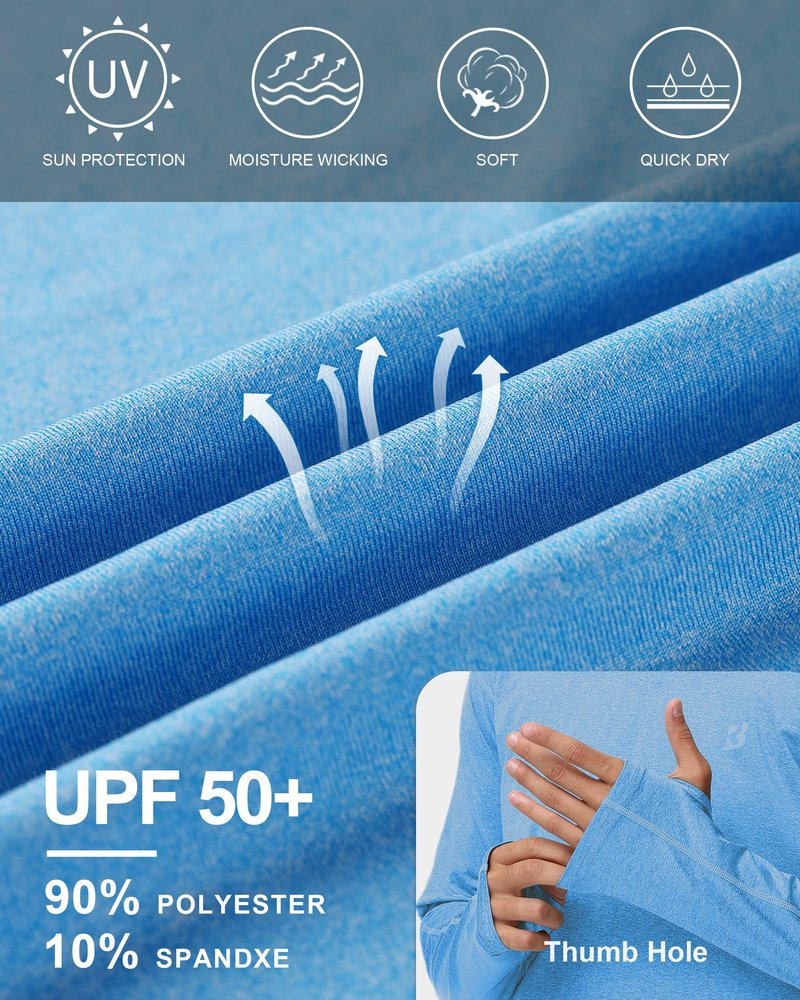 Long Sleeve Sun Shirts for Men - UPF 50+ UV Protection Hoodie Shirt for Fishing Swim Rash Guard Beach Running Workout