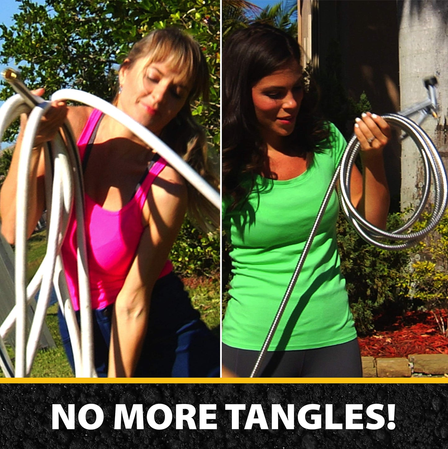 BIONIC STEEL 100 Ft Metal Garden Hose with Sprayer Nozzle, Non Kinking Designed Stainless Steel Heavy Duty Water Hose 100 Ft x 5/8 in. Flexible NON Expandable for Uninterrupted Water Flow, 500 PSI